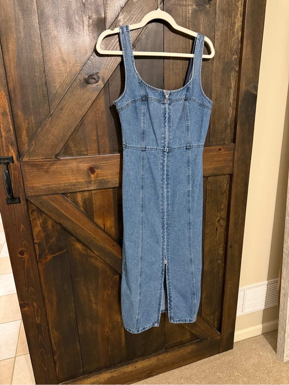 Forever 21 Blue Denim Zip-Front Midi Dress